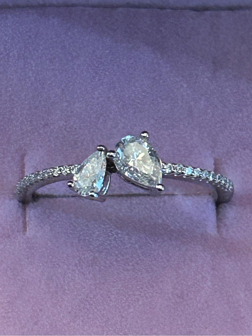 1.00CTW Moissanite Teardrop Bypass Ring 💍 Prong-Set in 925 Sterling Silver